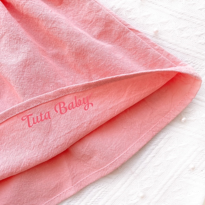 Váy Bé Gái Thô Đũi Hồng Cổ Bèo Ren Xinh Xắn, Váy Hồng Pastel Đáng Yêu Cho Bé FREESHIP, Váy Trẻ Em Thiết Kế