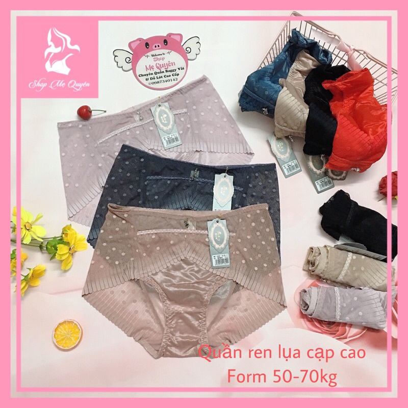 Quần lót Ren chấm bi phối lụa cạp cao đẳng cấp cho nàng