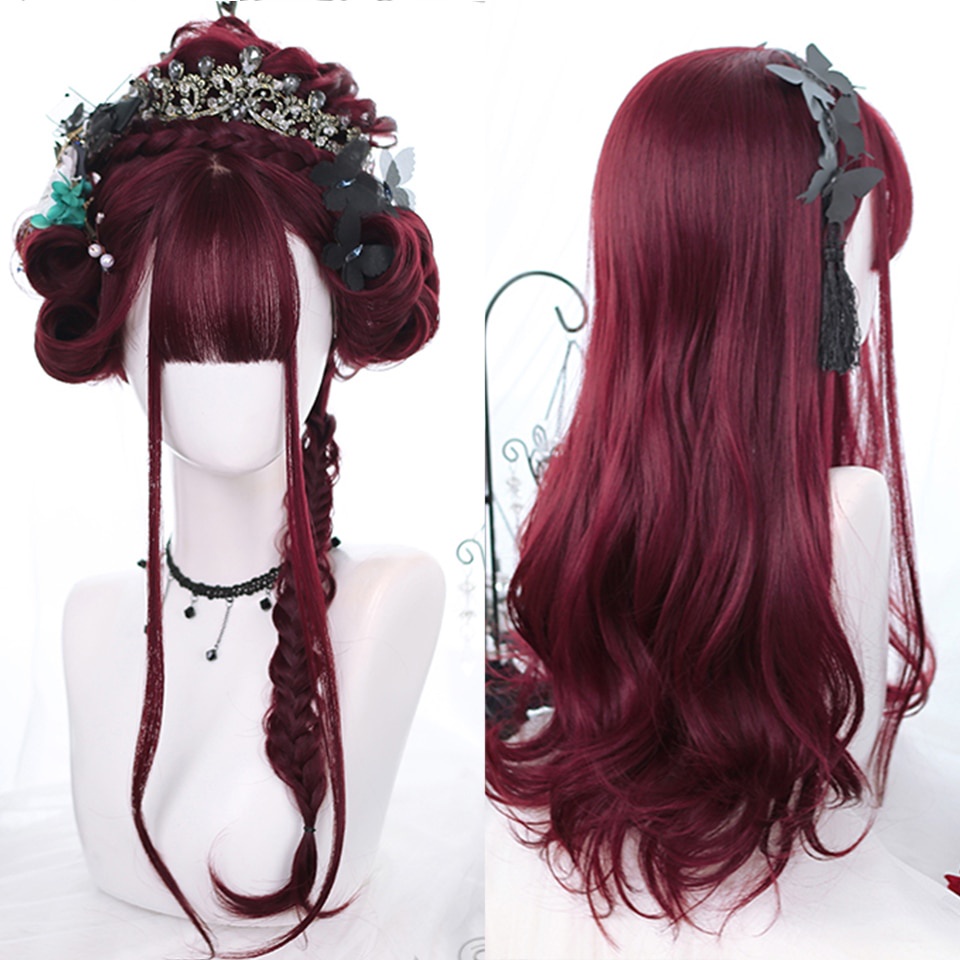 Bộ Tóc Giả Dài Nhuộm Màu Ombre Xanh Lá Phong Cách Lolita