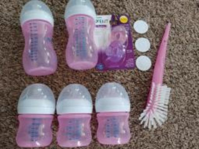 Set bình sữa Philips Avent Natural 125ml/260ml hồng cho bé