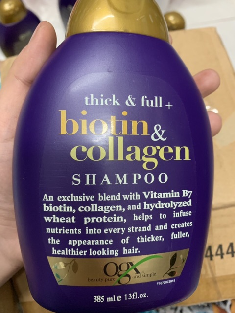 DẦU GỘI Organix Thick and Full Biotin and Collagen Shampoo 385ml