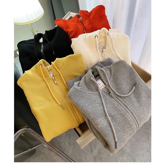 Áo khoác Hoodie zip nỉ bông model BUPBLE năm màu tươi tắn thời trang cơ bản hàng ngày