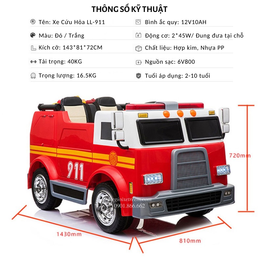 Xe ô tô cứu hỏa cho bé LL.911