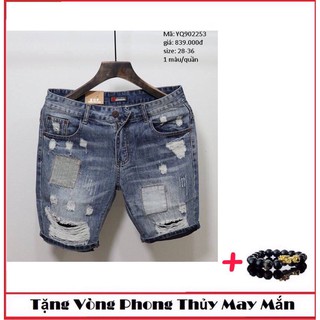 [ TẶNG VÒNG PHONG THỦY ] Mã quần soóc jean NAM rách cực đẹp-hh chất co giãn siêu mát,hàng shop loại 1 hit hè 2019