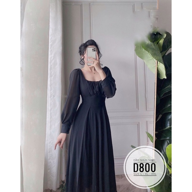 {Có Ảnh Thật } 𝗕𝗜𝗚 𝗦𝗜𝗭𝗘 Đầm Maxi Voan Dài Tay 2 Lớp 𝟲𝟬-𝟵𝟬𝗸𝗴