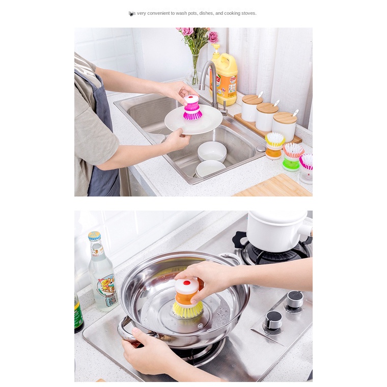 Bàn Chải Rửa Chén Có Nút Nhấn Tiện Lợi