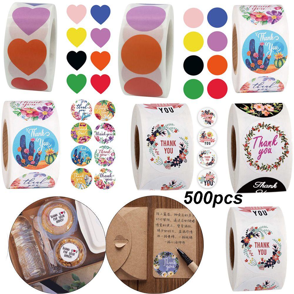 YVE Cuộn 500 Nhãn Dán Tròn In Chữ Thank You Trang Trí Gói Quà