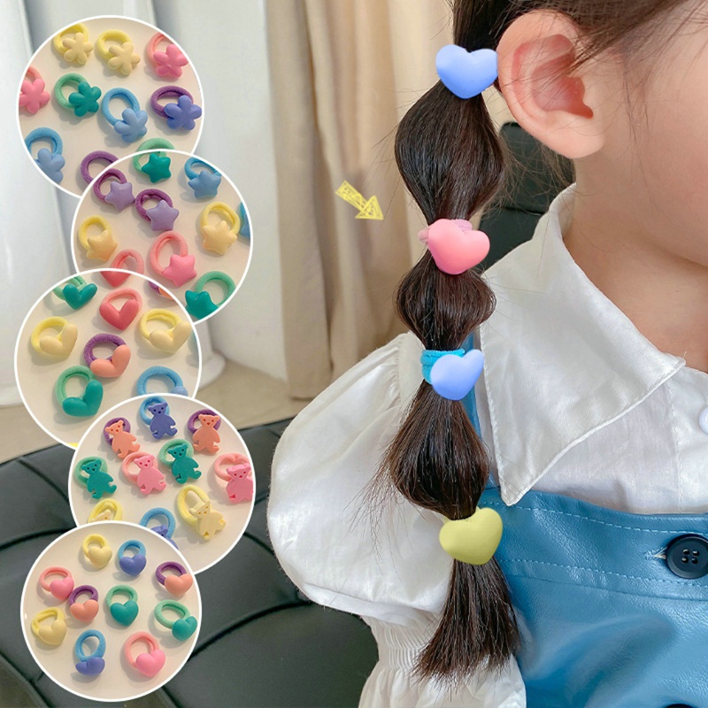 Dây Cột Tóc Co Giãn Nhiều Màu Sắc Họa Tiết Ngôi Sao Tình Yêu Thời Trang Cho Nữ