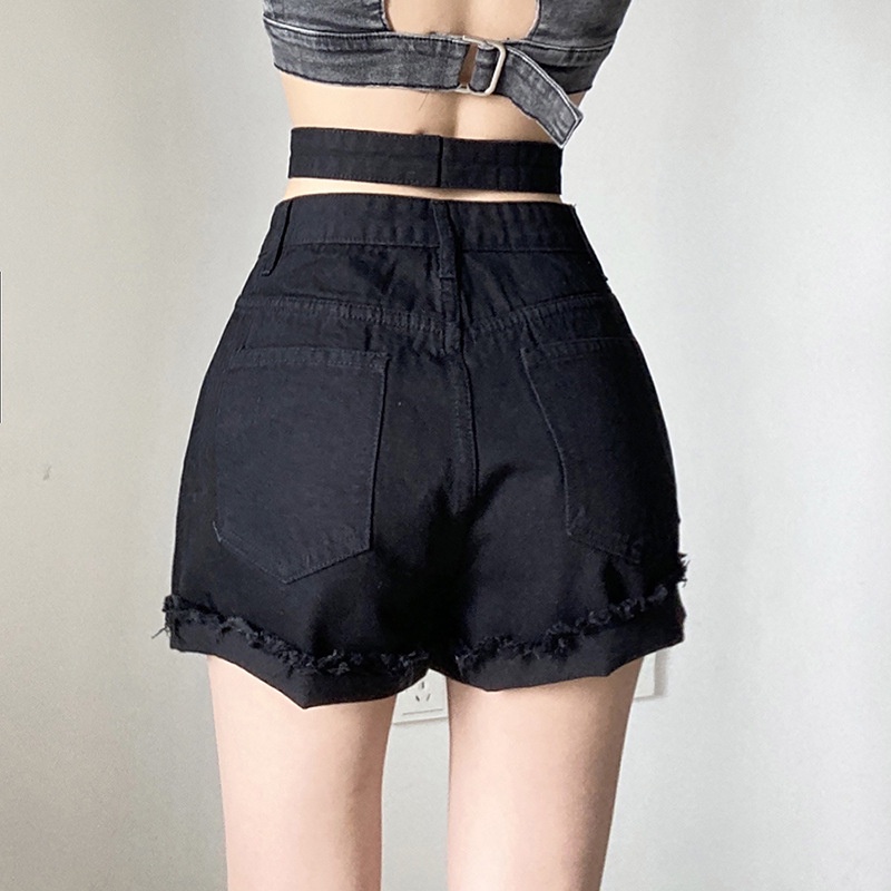 Chân Váy Lưng Cao Phối Ren Đính Nút Thời Trang Đường Phố