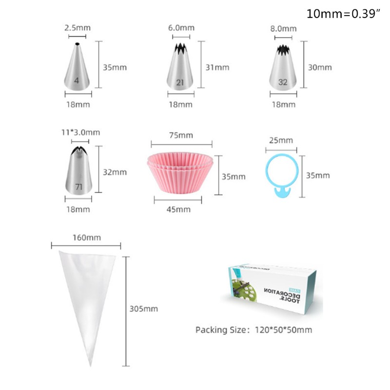 Bộ Dụng Cụ Bắt Bông Kem Trang Trí Bánh Bằng Thép Không Gỉ