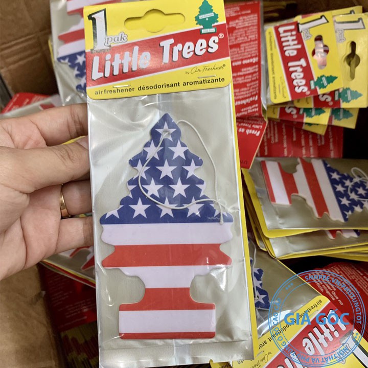 Cây thông thơm LITTLE TREES cờ Mỹ khử mùi xe ô tô hương Vani