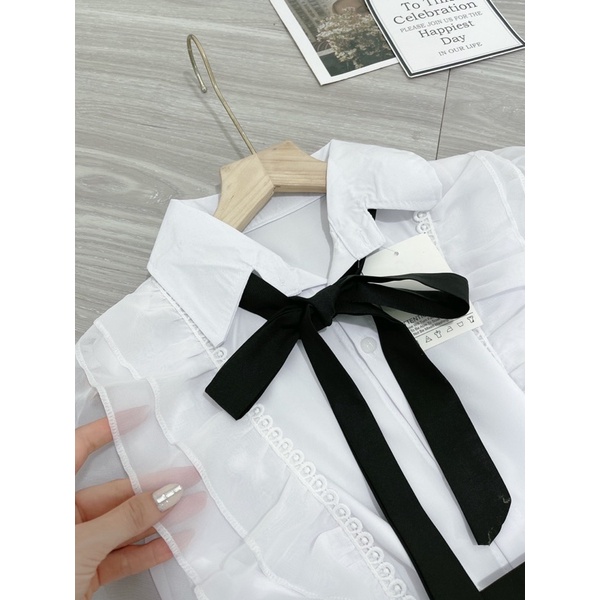 [ 𝐅𝐑𝐄𝐄 𝐒𝐇𝐈𝐏 ] Set Sơ Mi Nơ Lụa Tay Bồng Mix Chân Váy Xẻ | BigBuy360 - bigbuy360.vn