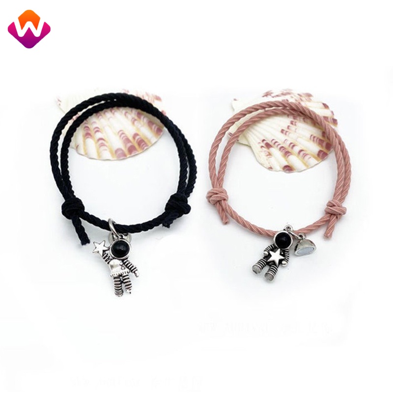 Set 2 Cặp Vòng Tay/1 Cặp Dây Cao Su Hít Nam Châm Thiết Kế Phi Hành Gia Cho Nam Và Nữ