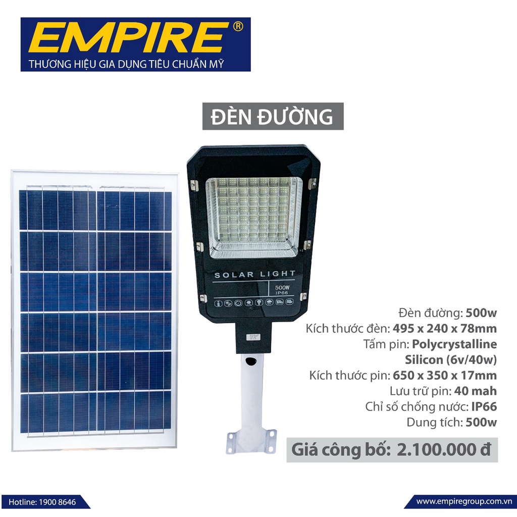 Đèn chiếu sáng năng lượng mặt trời 500w 600w Empire đèn ngoài trời, đèn đường, đèn sân vườn