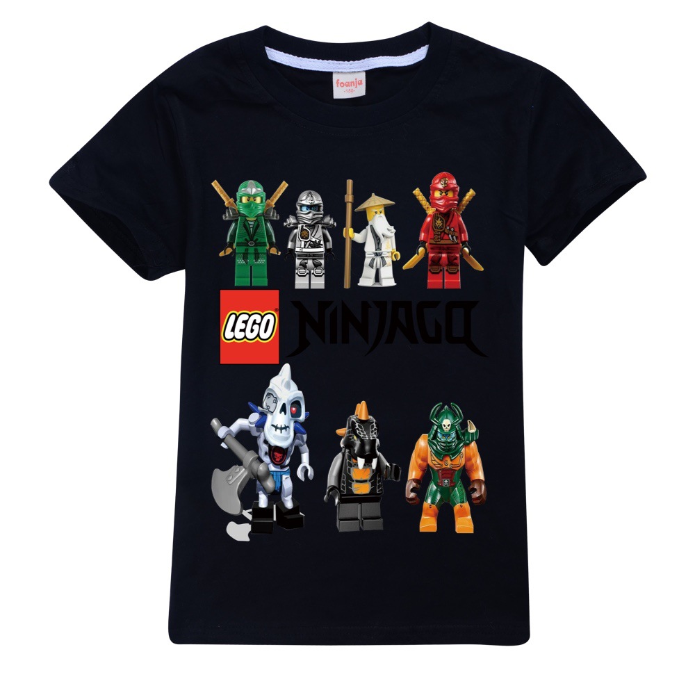 Áo Thun 100% Cotton Cổ Tròn In Hình Lego Ninjago Thời Trang Mùa Hè Cho Bé Trai