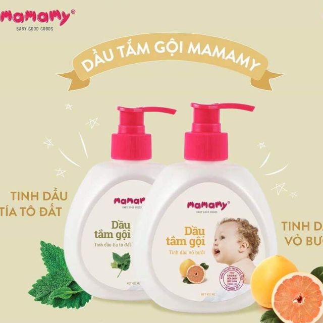 Sữa tắm gội thảo dược Mamamy 400ml(Dưỡng ẩm/Chống rôm sảy/Kháng khuẩn)