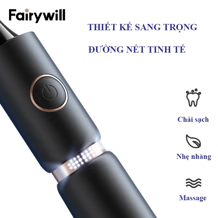 Bàn chải đánh răng điện Fairywill P11 cao cấp từ Đức tặng kèm 8 đầu bàn chải dùng trong 2 năm