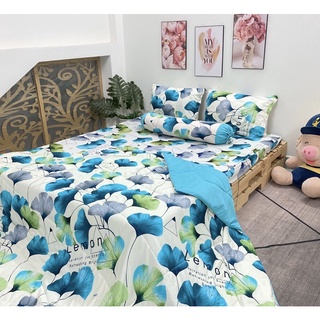 Drap thun Hàn Quốc mẫu lá phối (đủ size - vui lòng chat với shop nếu có yêu cầu thêm)