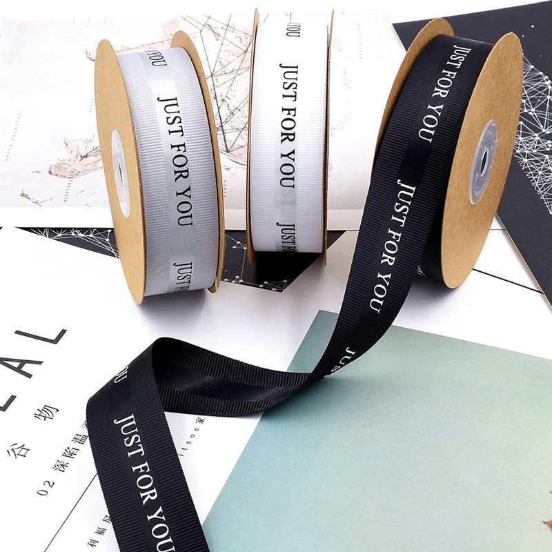 Cuộn Dây Ruy Băng 10M 25mm Họa Tiết Chữ Cái Trang Trí Thủ Công