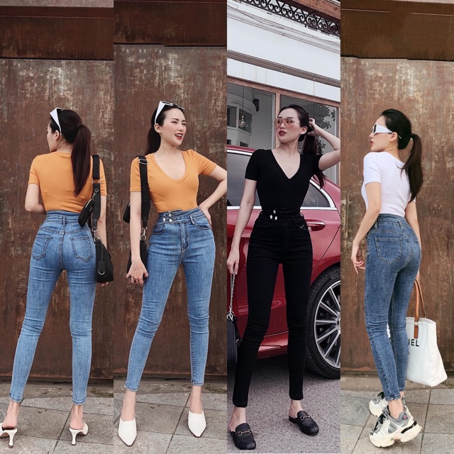 QUẦN JEAN CẠP CAO 3 KHUY CHO NỮ
