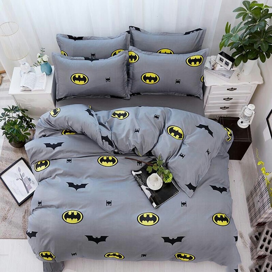 Bộ Chăn Ra Gối Cotton Poly Mẫu Batman, Bộ Chăn Ga Gối Cotton Poly Mẫu Batman, shop Mẹ Gấu