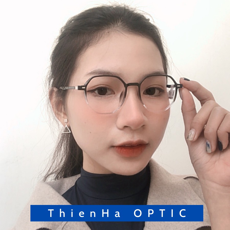 Gọng kính cận nam nữ THIÊN HÀ OPTICAL nhựa dẻo dáng đa giác nhựa TR90 mảnh nhẹ chắc UNISEX trẻ dễ đeo nhiều màu TH12400