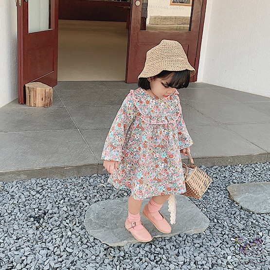 Đầm Công Chúa In Hoa Kiểu Hàn Quốc Thời Trang Mùa Thu Cho Bé Gái