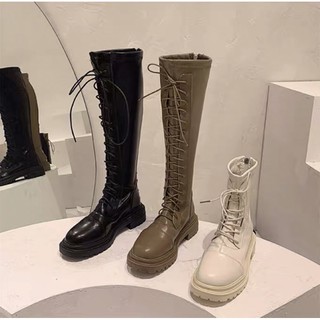 ] boot đế bánh mì buộc dây