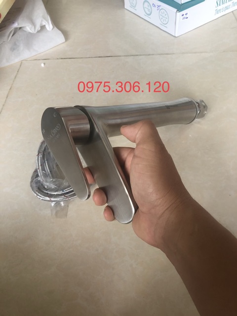 Vòi Rửa Mặt Lavabo Nóng Lạnh INOX 304 N3002 NA.GRAND A1 30cm và 2 dây nóng lạnh VÒI LA EO 30cm ĐẶT TRÊN BÀN ĐÁ