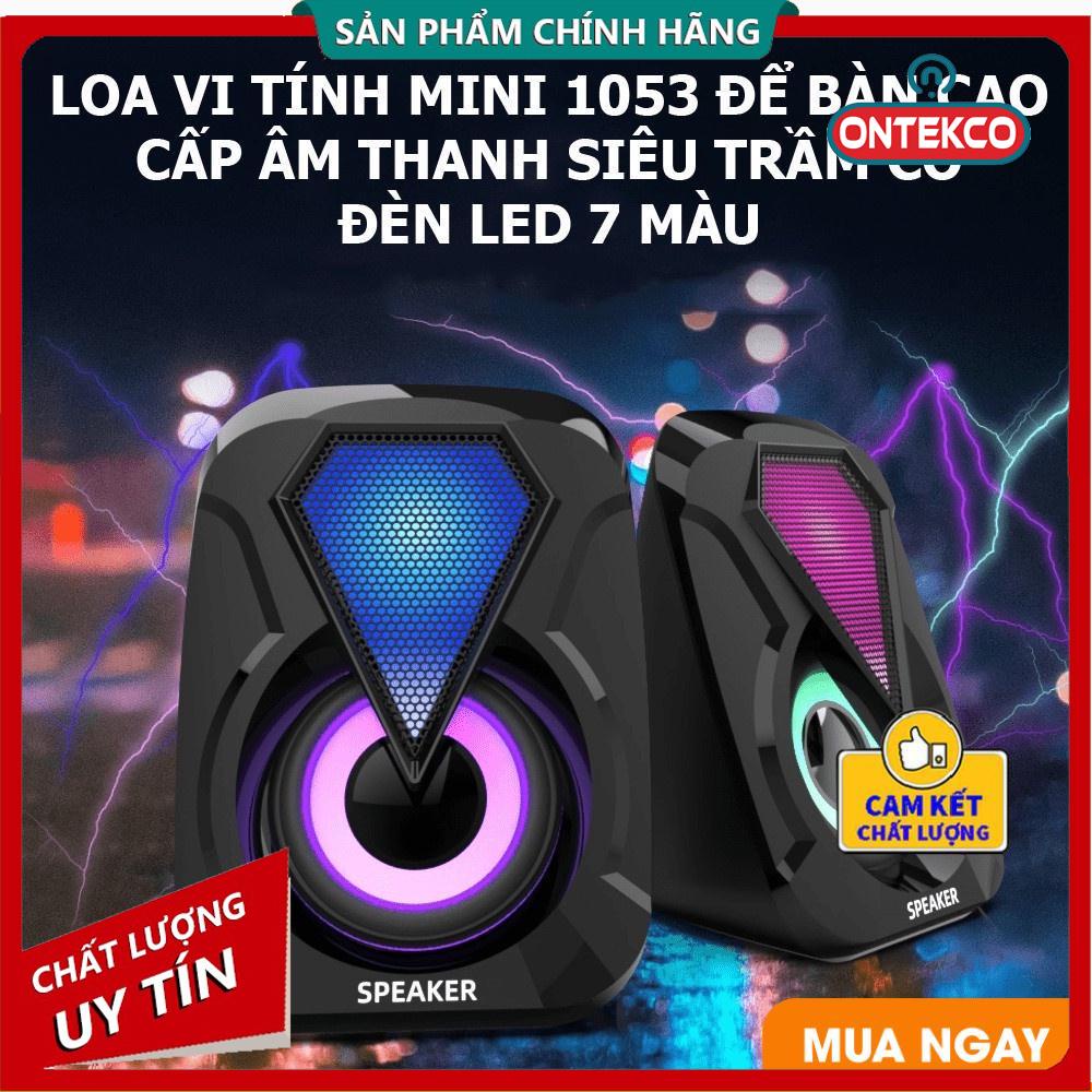 Loa máy tính E-1053, Loa vi tính mini để bàn cao cấp âm thanh siêu trầm có đèn led đổi màu cực chất âm thanh mạnh mẽ