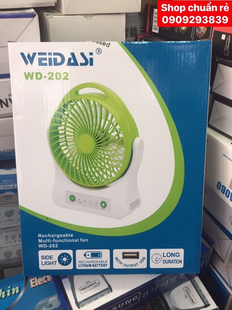 Quạt Sạc Tích Điện Chính Hãng WEIDASI 202 Siêu Bền