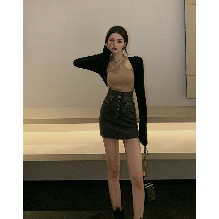 Chân váy jean Chữ A Lưng Cao Plus Size