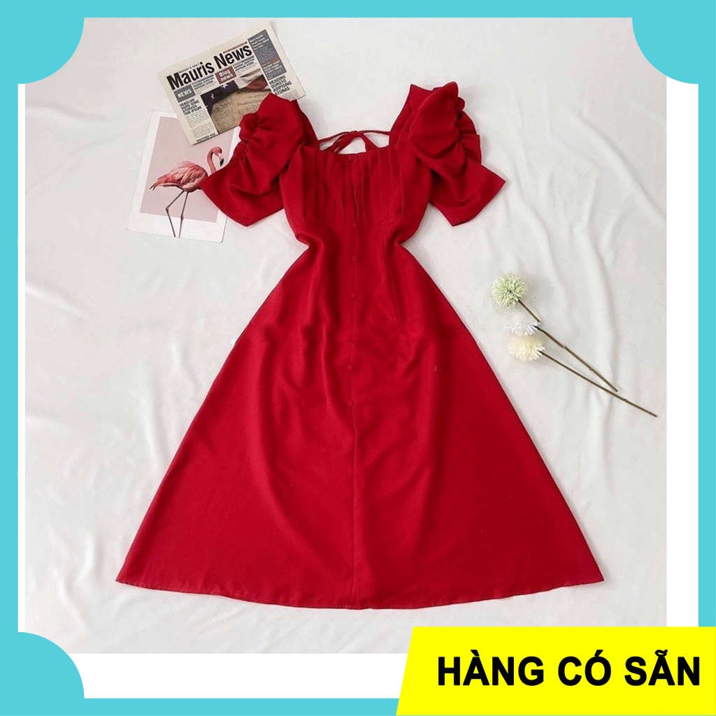 ⚡️𝐌𝐈𝐄̂̃𝐍 𝐏𝐇𝐈́ 𝐒𝐇𝐈𝐏⚡️ĐẦM BIGSIZE LY NGỰC, DÁNG XÒE, ĐẦM DỰ TIỆC MÀU ĐỎ ĐÔ