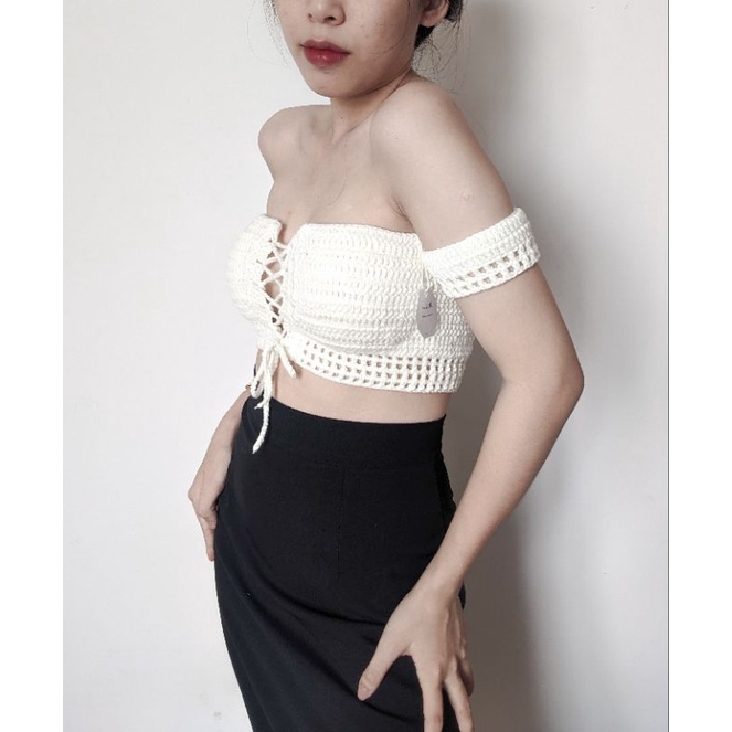 ÁO TRỄ VAI ĐAN DÂY NGỰC MÃ A01 CROCHET LIINHANDMADE