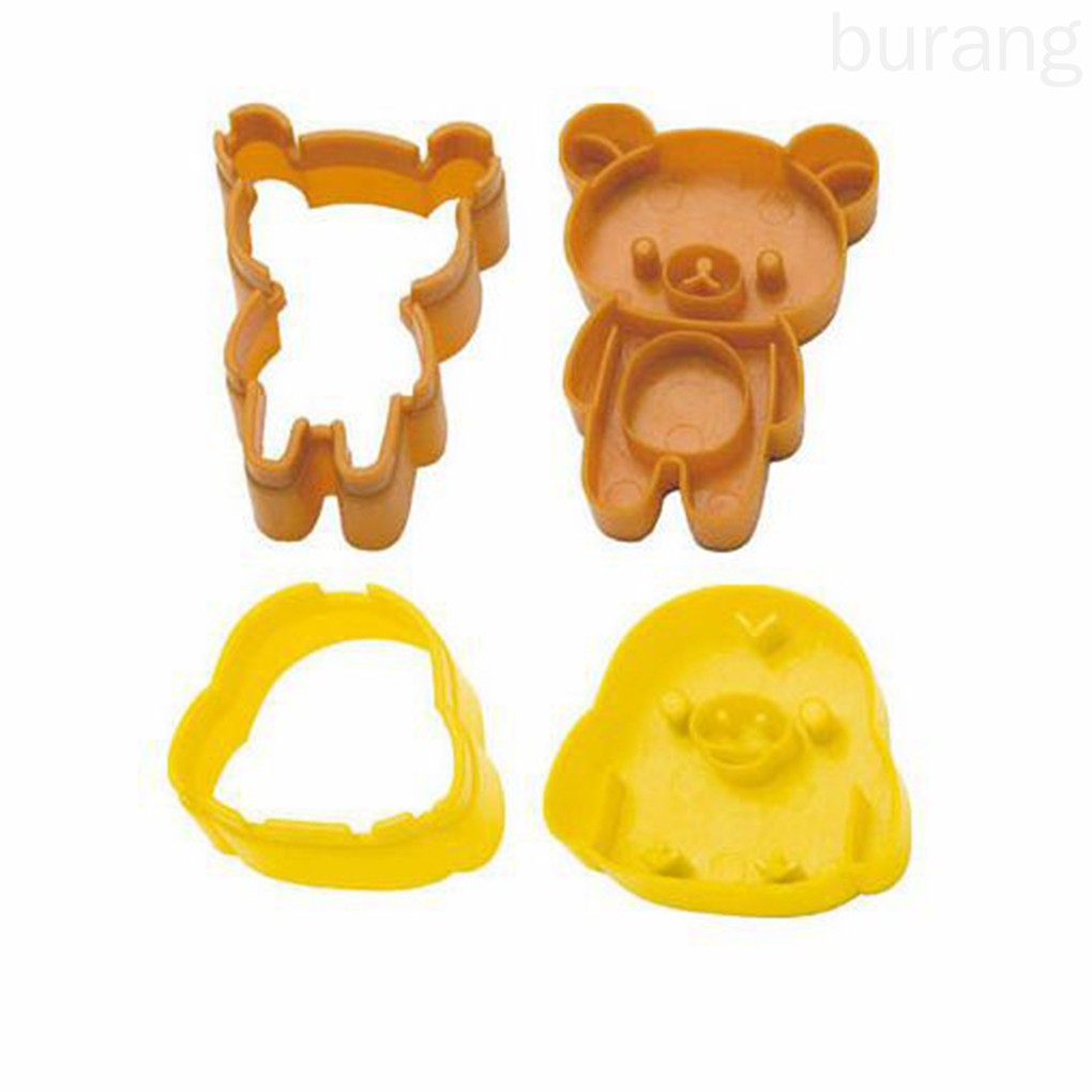 Cặp khuôn làm cơm nắm hoạt hình 3D xinh xắn an toàn tiện dụng cho nhà bếp