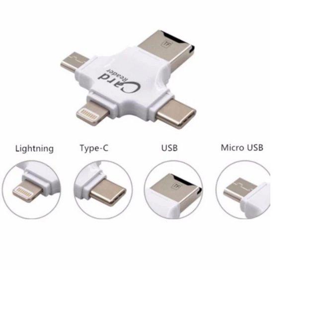 Đầu đọc thẻ nhớ OTG 4in1 Card Reader cho iOS - Android - PC- Macbook