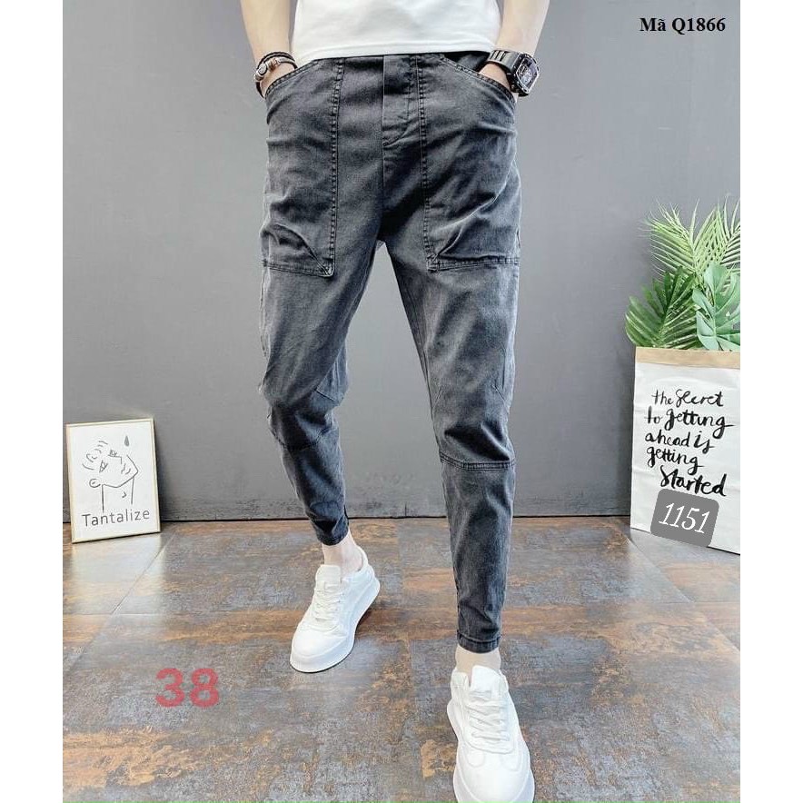 Quần jean nam jogger xám rách cao cấp - Chất liệu Denim, co dãn tốt MOONSHOP992 KV038