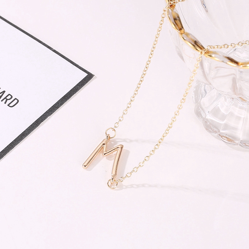 Dây Chuyền Mạ Vàng Hồng Mặt Hình Chữ Cái Từ A-T 26