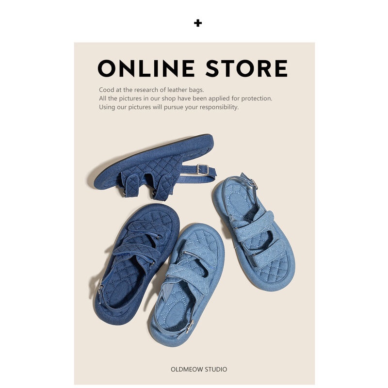 Sandal Denim Đế Dày Thiết Kế Mới Thời Trang Dành Cho Mùa Hè