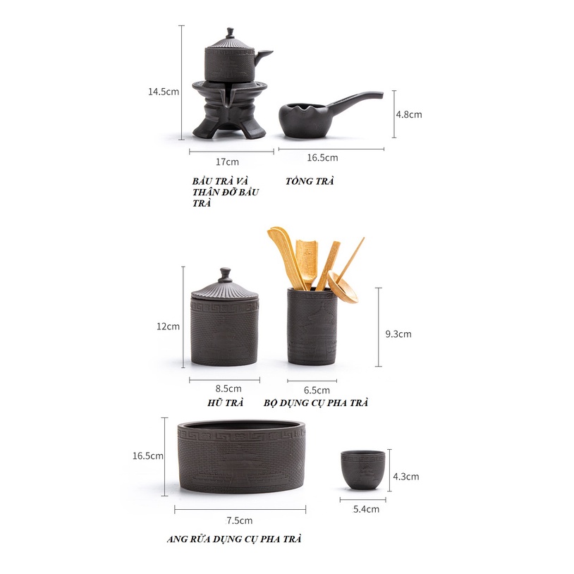 Bộ Ấm Chén Tử Sa Nghi Hưng Bán Tự Động Kiểu Cối Xay
