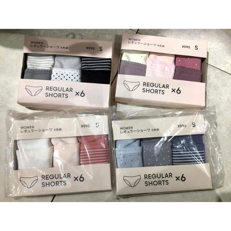 Set 6 quần chip cotton nữ siêu dễ thương của GU - Nhật