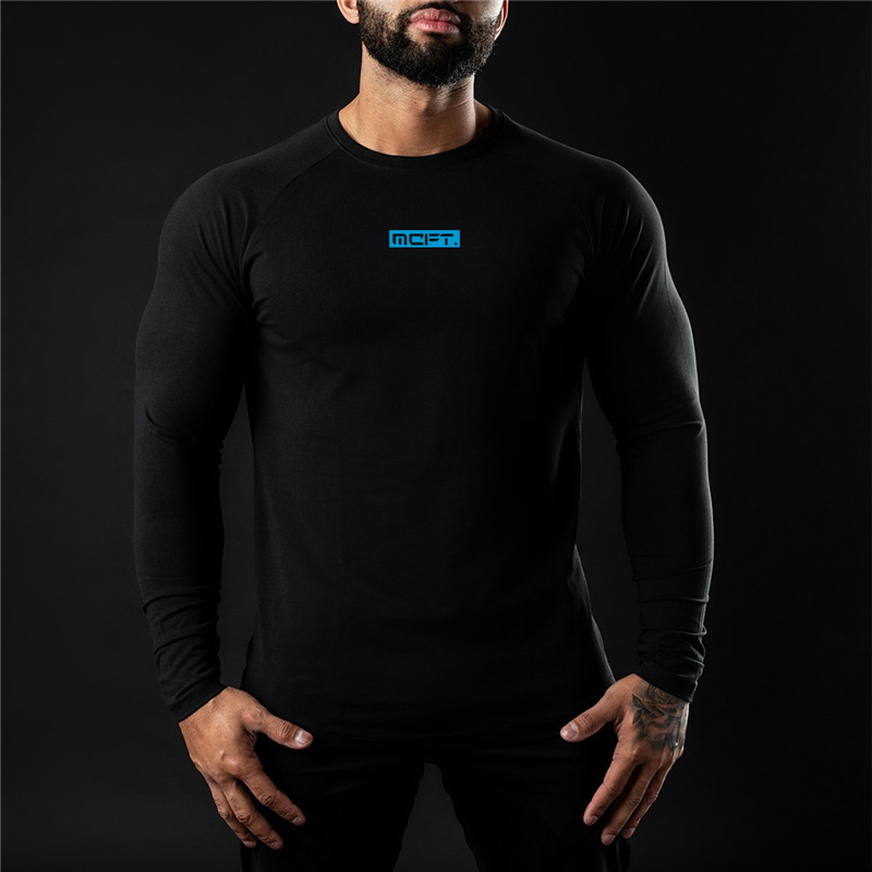 Brand Men's Breathable Sports Autumn and Winter Fitness Gym Casual Fashion Long Sleeve Bodybuilding Trend Slim O-Neck T Shirt