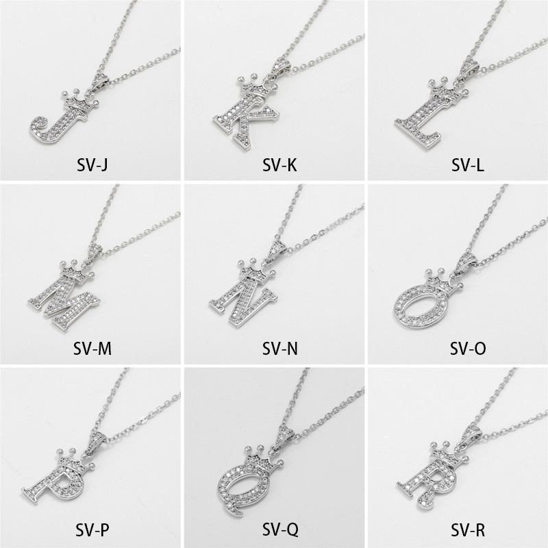 Vòng cổ HợP Kim HìNh Vương MiệN ĐíNh Đá 26 Chữ CáI