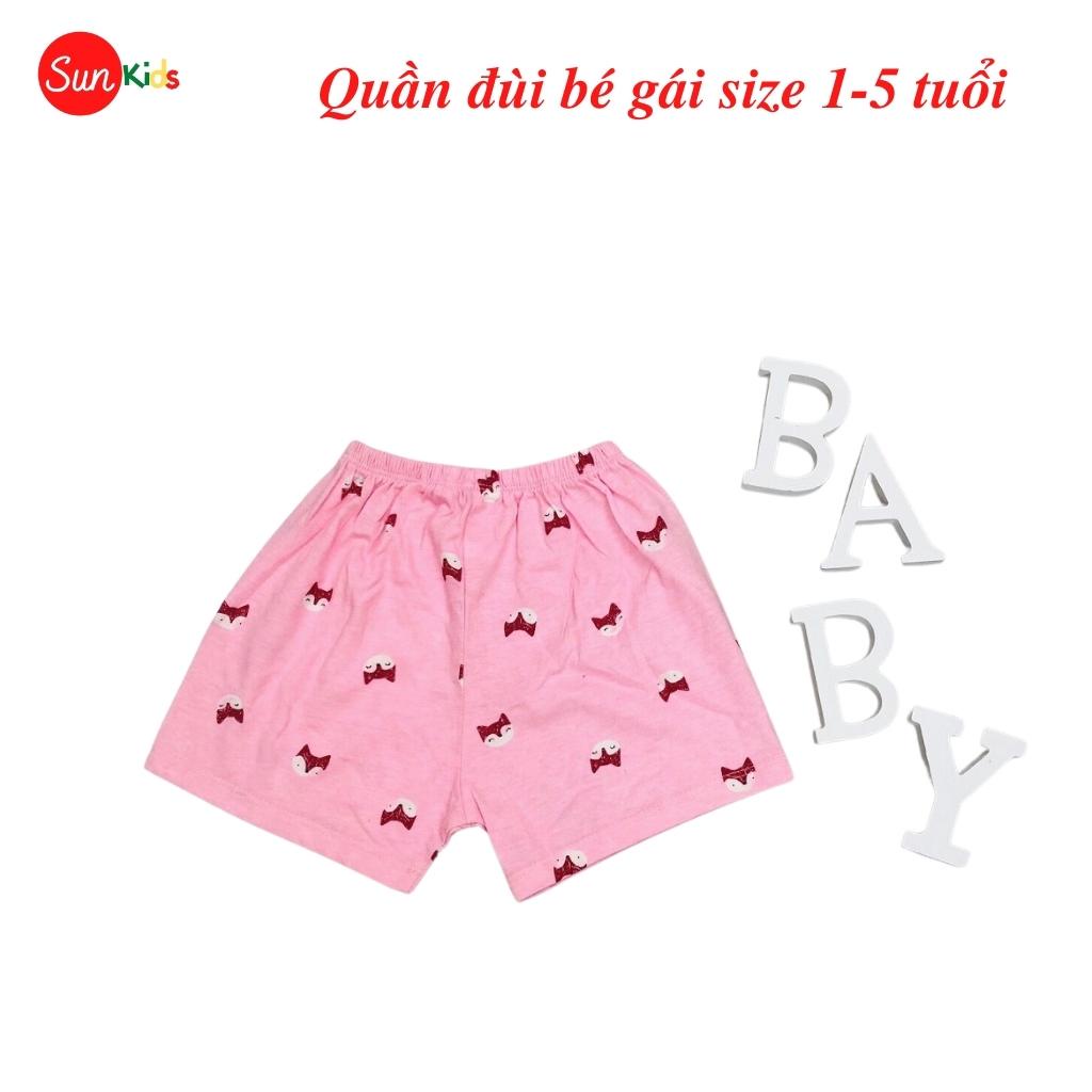 Quần đùi bé gái SUNKIDS, quần đùi cho bé chất cotton mềm mát, size 1-5 tuổi, nhiều màu