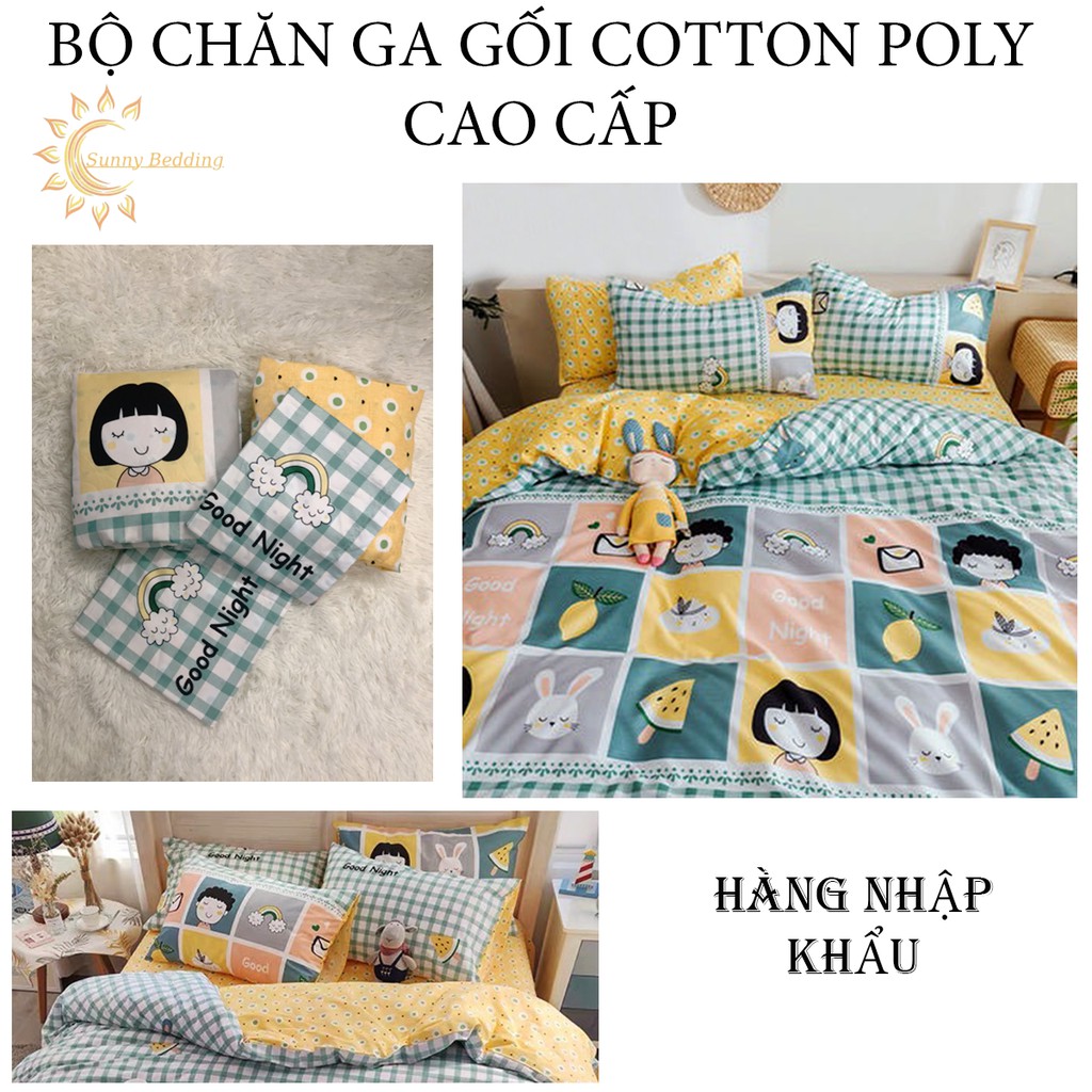 [MUA 1 TẶNG 5] bộ chăn ga gối💎cotton poly mẫu hoa quả SUNNYBEDDING💎nhập khẩu cao cấp bo chun theo yêu cầu