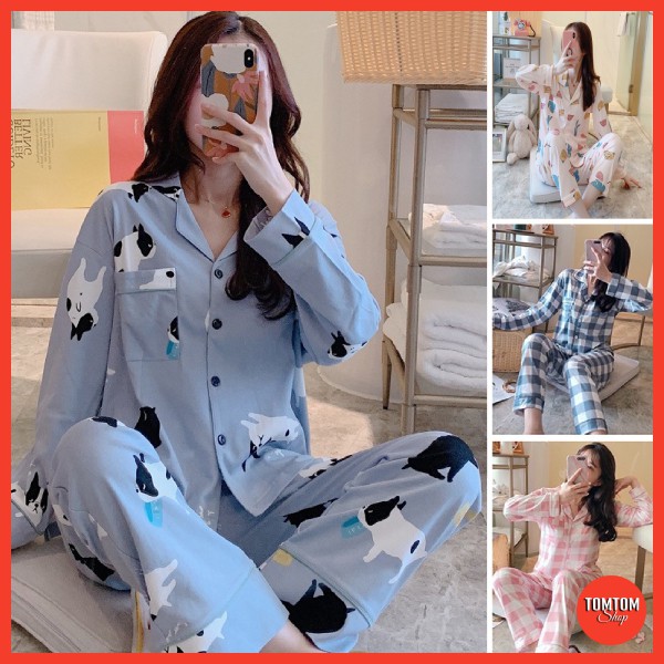 Đồ Bộ Nữ Pijama Tay Dài Quần Dài Cao Cấp Chất Dày Ấm