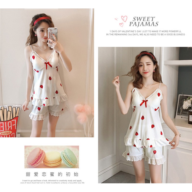 [Mã WA1606 giảm 15% đơn 99k] Bộ ngủ hai dây giá rẻ 🔥FREESHIP🔥 Bộ Ngủ 2 Dây Quả Dâu Túi Zíp | BigBuy360 - bigbuy360.vn