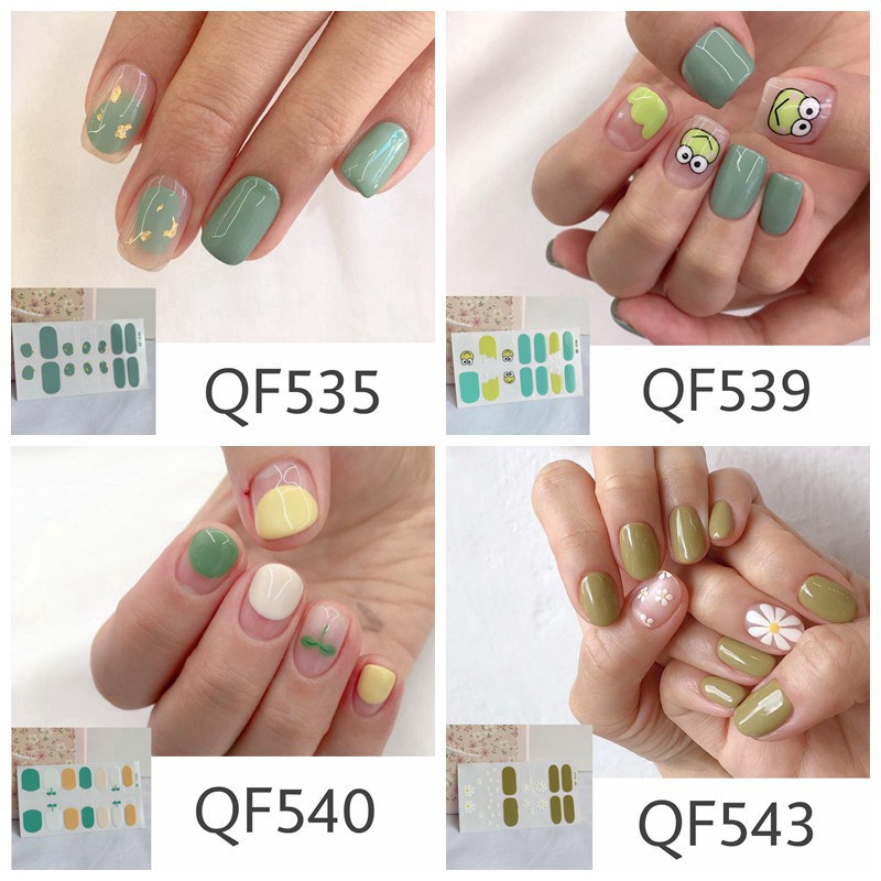 [Hàng mới về] Set 14 Miếng Dán Móng Tay Chống Thấm Nước Xinh Xắn