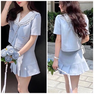 Set váy xanh cổ thuỷ thủ