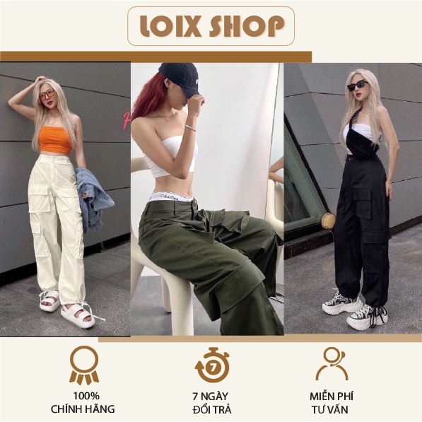 Quần ống rộng kaki 4 túi hộp dây rút unisex 3 màu đen, trắng, xanh LOIX mã 1163